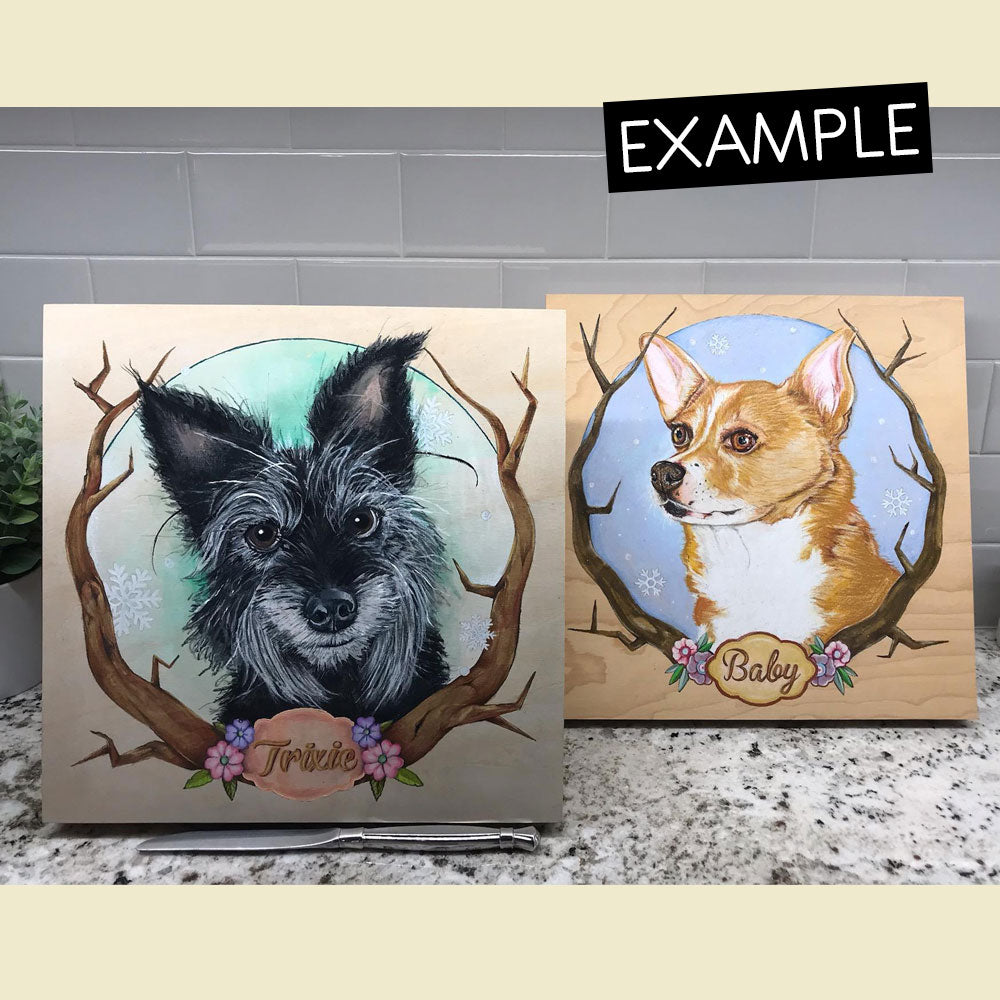 Double Custom Pet Portrait on Wood